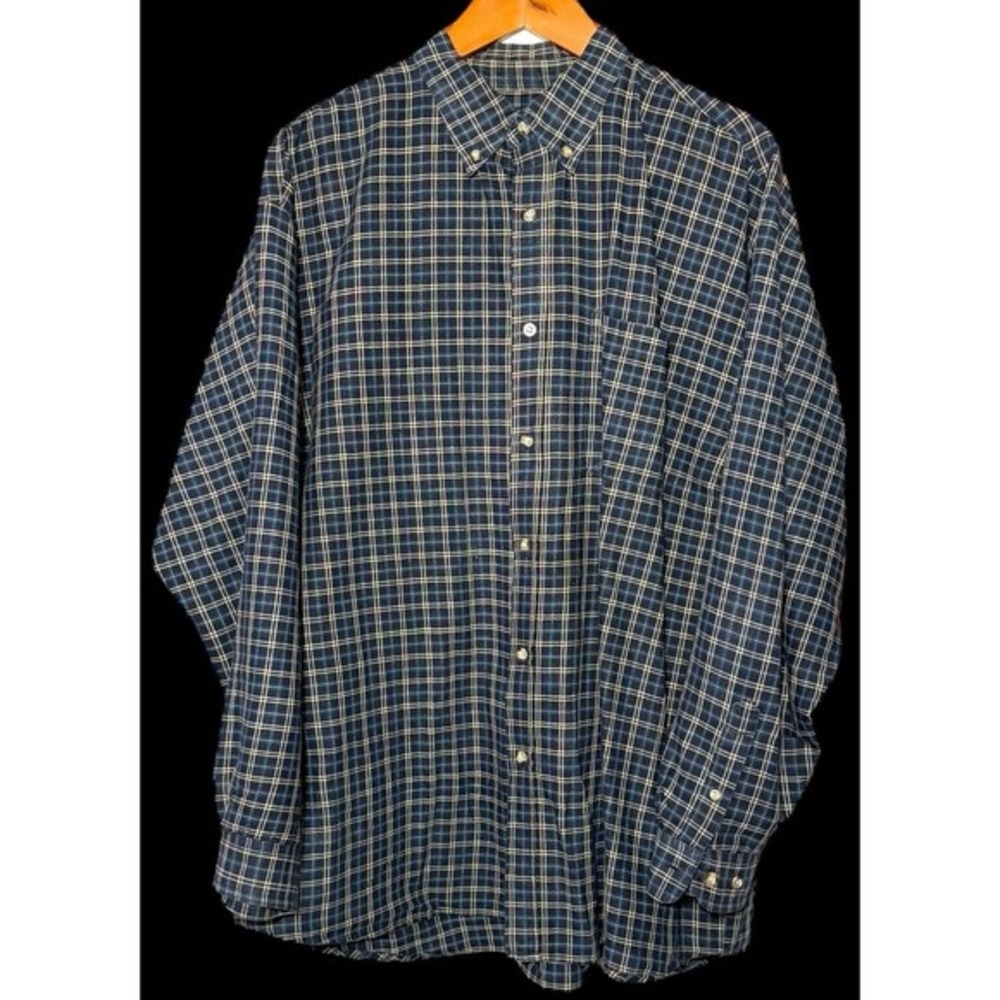 Faded Glory Authentic Button-Up Shirt Men's Long Sleeve Blue Plaid Size XL - Picture 5 of 10